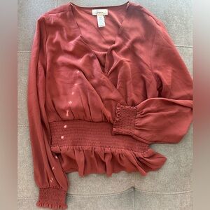 Japna Terracotta Smocked Blouse